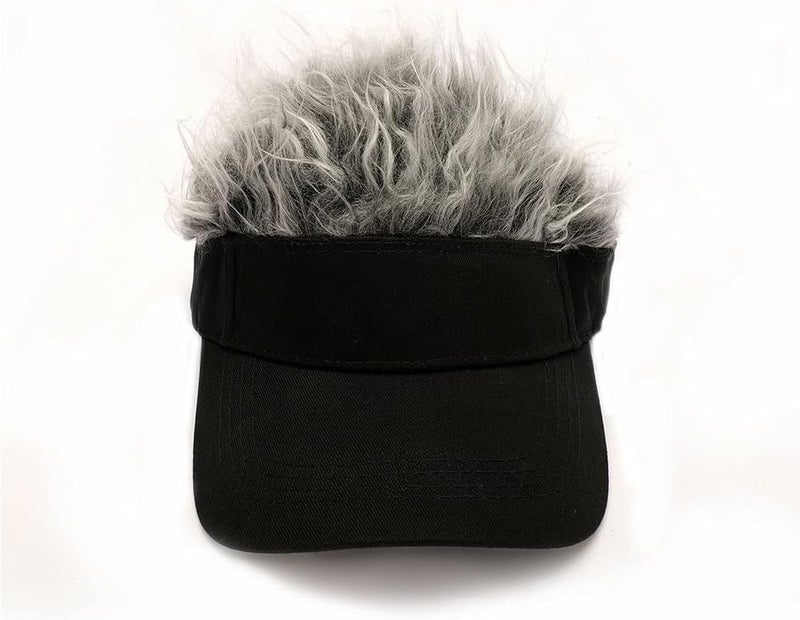 Ctallthy Men's Novelty Hair Visor Sun Cap Wig Peaked Baseball Hat with Spiked Hairs Sun Hats Birthday Gift - Image 3